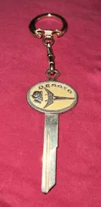 Vintage Plymouth Desoto Gold Toned Blank Keychain, Uncut Key Ring - Picture 1 of 2