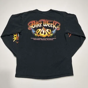 Bike Week Daytona Beach FL 2008 Size Medium Black Long Sleeve T Shirt Motorcycle - Picture 1 of 6