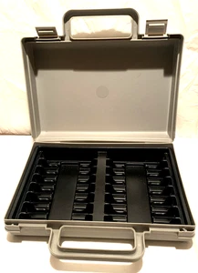 CLIK! CASE ~ Portable Cassette Carrying Case ~ 16 Slot ~ W/ Handle ~ Gray - Picture 1 of 4