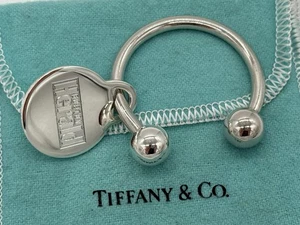 Tiffany & Co Sterling Silver Horseshoe Key Chain Key Ring Round Tag Screw Ball - Picture 1 of 4