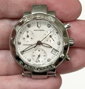 Bulova Accutron 26R10 Chamonix Diamond Chronograph Ladies Watch Works, No Band - Picture 1 of 10