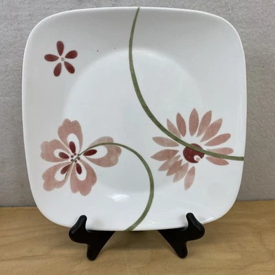 CORELLE 4 Plates Pretty Pink pattern 10 1/2" Square Dinner Plates (Retired) - Image 1 of 4