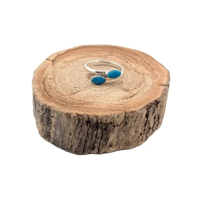 Anillo Semi Ajustable Turquesa Navajo Hecho a Mano Joyería Plata Esterlina Talla 6.5** Foto 1 de 4