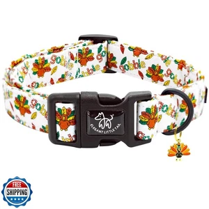 Elegante collar de perro de acción de gracias cola pequeña, estampado de pavo algodón plástico suave - Imagen 1 de 5