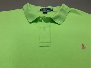 Polo Ralph Lauren Mens Bright Green Polo Pink Horse Short Sleeve 3XL - Picture 1 of 8