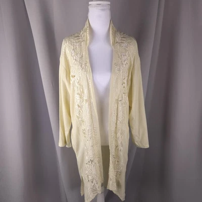 Cárdigan Cleobella Kimono Mujer Pequeño Crema Bordado Boho Largo Plumero Foto 1 de 4