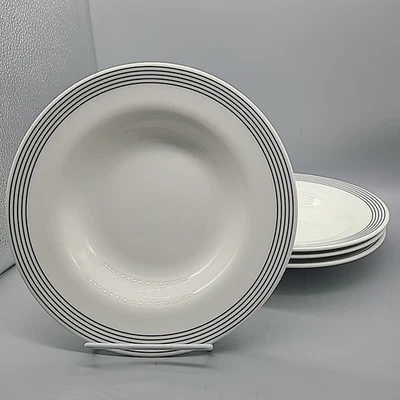 Kate Spade Lenox Juego (4) Blanco/Negro Concord Cuadrado Pasta Sopa Cuencos 9" Nuevo Foto 1 de 4