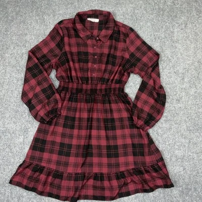 Lucky Brand Dress Womens Size XL Re Plaid Buffalo Casual Career Flare Cozy - Image 1 of 4