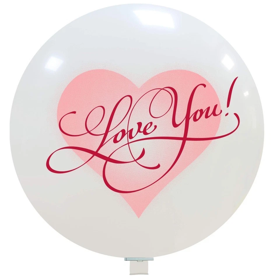 1 x Cattex 35" Giant Balloon LOVE YOU - ELEGANT * PINK & RED * HEART * - Image 1 of 1