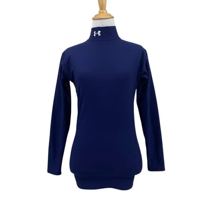 Under Armour Shirt Womens S Small Navy Mock Neck Long Sleeve Fitted Base Layer - Image 1 of 4