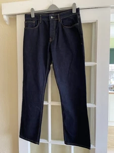NEW - Men’s Henri Lloyd Dark Blue Denim Cotton Jeans - 34S - Button Fly - 34/30 - Picture 1 of 8