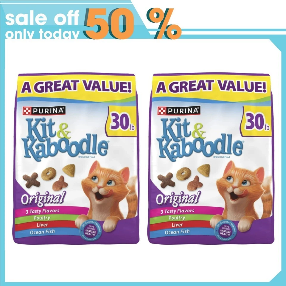 NEW Purina Kit & Kaboodle Dry Cat Food, Original - Chicken, 30 lb x 2 Bag - Image 1 of 4