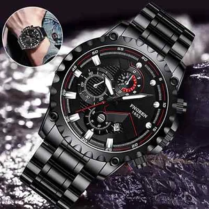 Waterproof Men's Luxury Watch Stainless Steel Quartz Luminous Classic Wristwatch - Picture 1 of 9
