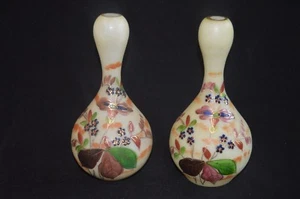 Lovely Pair of Hand Blown, Hand Painted 19th century Vases Victorian era Gilt - Bild 1 von 5