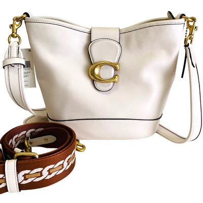 COACH Tali Bucket Bag Smooth Soft Leather Extra Strap CHALK New CA112 - Image 1 of 4
