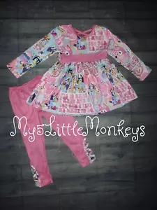 NEW Boutique Bluey Tunic Dress & Leggings Girls Outfit Set - Picture 1 of 7