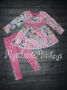 NEU Boutique blau Tunika Kleid & Leggings Mädchen Outfit Set - Bild 1 von 7