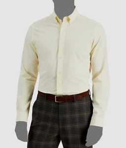 $60 Club Room Men's Slim-Fit Yellow Long-Sleeve Stretch Dress Shirt Size 18-18.5 - Picture 1 of 2