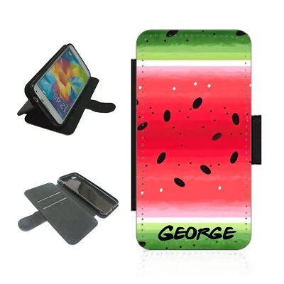 Watermelon personalised name Phone Case wallet For iPhone / Samsung flip Cover - Image 1 of 4
