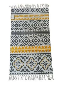 Indian Summer Cotton Printed Rug |Area Rug, Aztec Rug 68x114 cm - Picture 1 of 9