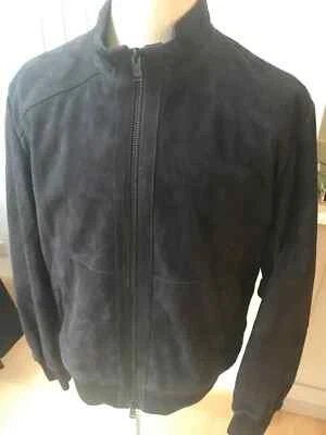 HUGO BOSS MENS Navy Blue MIKI SUEDE Bomber Jacket EU54 UK44 L Large BNWT - Image 1 of 4