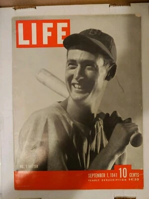Sello de dirección Life Magazine 1 de septiembre de 1941 (Ted Williams) en reverso Foto 1 de 4
