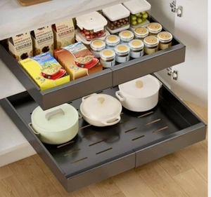 2 Pack Expandable Pull Out Cabinet Organizer 21” Roll Out Shelves - Picture 1 of 7