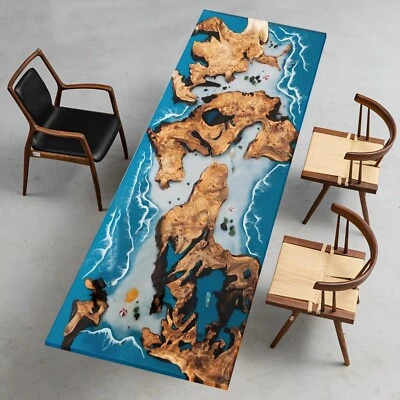 Cedar Epoxy Resin Table | Custom River Dining Table | Walnut Wood Coffee Table - Image 1 of 4