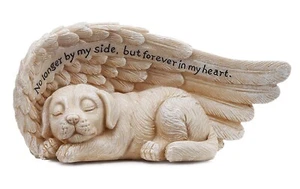 Dog Sleeping in Wing Pet Memorial Outdoor Indoor Statue Plaque Garden Yard Lawn - Picture 1 of 1