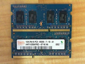 Hynix HMT112S6AFR6C-G7 1GB Notebook SODIMM DDR3 PC85001066 Unbuf 1.5V 2RX16 - Picture 1 of 3