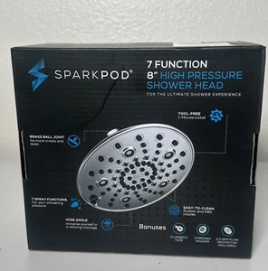 Sparkpod 7 Function 8” High Pressure Shower Head - Picture 1 of 2