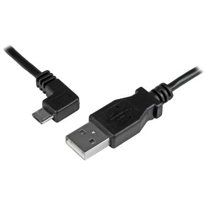 StarTech USBAUB1MLA 3Ft Left Angle Micro-US to USB M/M Charge Sync Black Cable - Image 1 of 4