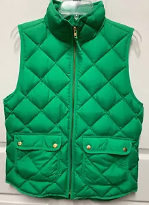 Chaleco J.CREW talla M verde chaleco acolchado bolsillos de plumón cremallera dorada bolsillos a presión EC - Imagen 1 de 10