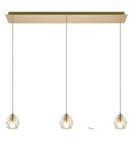 MODERN KITCHEN ISLAND - DINING ROOM CRYSTAL CHANDELIER PENDANT FIXTURE 3 LIGHT - Picture 1 of 8