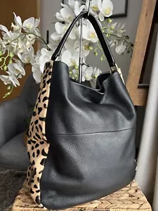 Village England Handbag bag Black leather Animal Print Hobo Underarm Shoulder - Picture 1 of 14