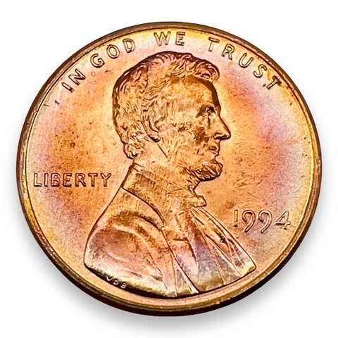 1994 US Lincoln Memorial Penny Beautiful Rainbow Album Toned - BU #RTN07 Cover
