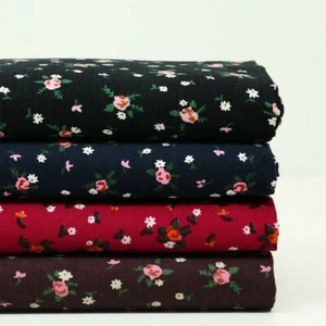 1M Print Cotton Fabric Thin Floral Corduroy Cloth DIY Sewing Material Handcrafts - Picture 1 of 15