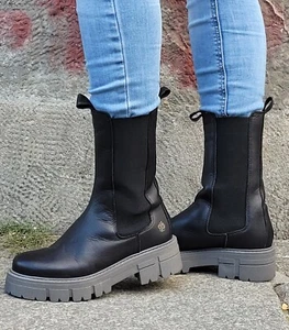 APPLE OF EDEN Stiefel CHER schwarz grau Damen Echtleder Chelsea Boot