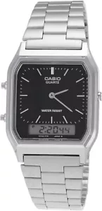 Casio AQ-230A-1DMQY Hombres Vintage Retro Doble Pantalla NEGRO Dial Reloj Correa de Acero - Imagen 1 de 4
