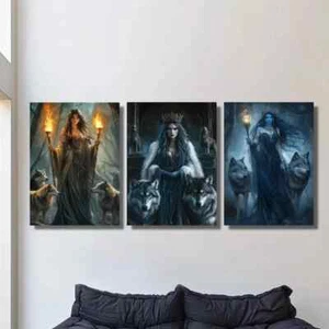3pcs Gothic Hecate Goddess Classic Modern Style Metal Print Ready to Hang Art - Picture 1 of 7