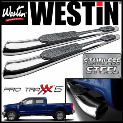 Westin Pro Traxx 5 barras de paso Nerf ovaladas inoxidables 17-21 Ford F-250 F-350 doble cabina Foto 1 de 4