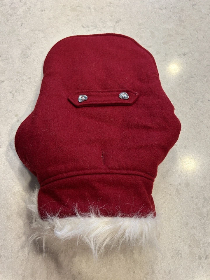 Simply Dog Wool Fur Blend Red Christmas Santa Coat Cheetah Print Medium Heart - Image 1 of 4