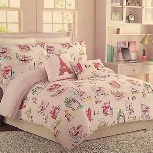 Cynthia Rowley Twin/Twin XL Paris EiffelTower Watercolor Comforter Set FREE SHIP - Picture 1 of 4