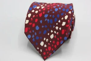 MISSONI Cravatte Silk Tie. Burgundy w Red White Blue Whimsical Stripes. - Picture 1 of 4