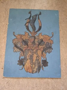 Zeichnung Heraldik Handgemalt Gemälde Antik Ritter Steinbock Wappen Krone Alt - Bild 1 von 15