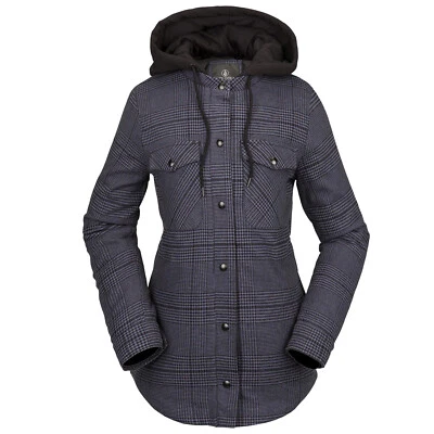 VOLCOM Womens 2023 Snowboard Snow - HOODED FLANNEL JACKET - BLACK - Image 1 of 3