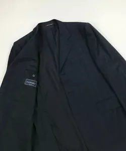 Men's Navy Blue & Blue Check Canali Blazer 52R 42R Wool 3 Button Lined Italy B - Picture 1 of 12