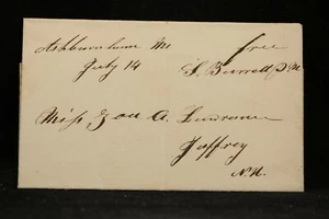 Massachusetts: Ashburnham 1830s Stampless Cover, Postmaster Free, Worcester Co - Bild 1 von 2