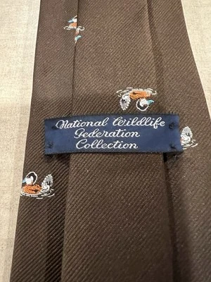 Corbata marrón vintage de la Federación Nacional de Vida Silvestre usada en excelente estado Foto 1 de 4