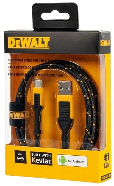 NEW Dewalt USB-C to USB-A Reinforced Braided Cable 4ft/1.2m #DXMA1311361 - Image 1 of 1